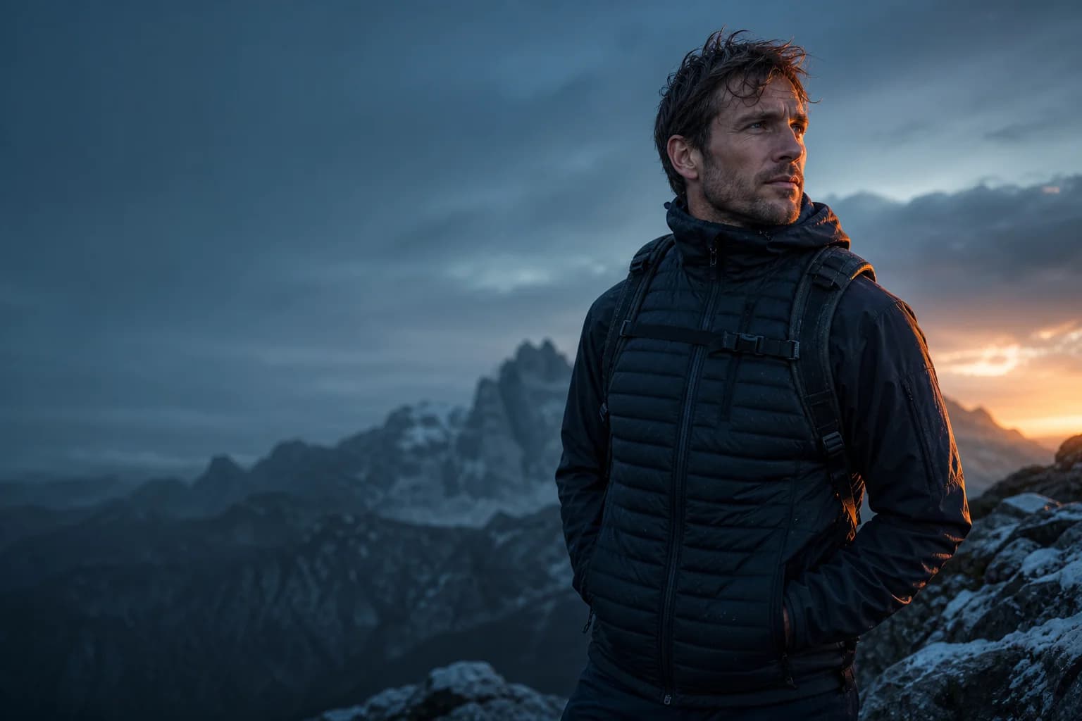 Hiking on an exposed ridge in cold conditions